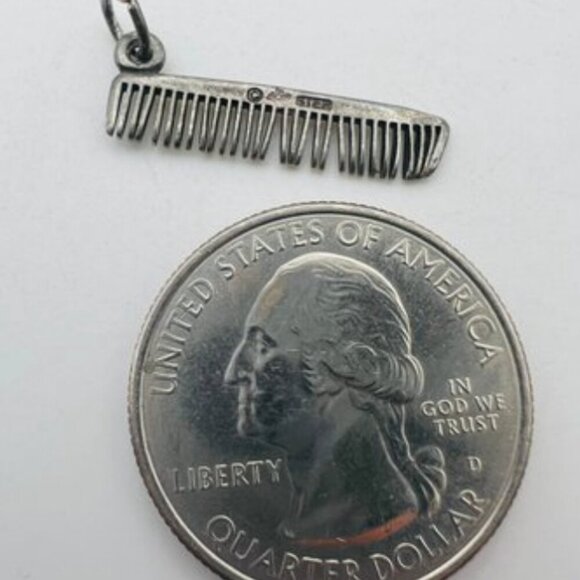 Sterling Silver Comb Pendant Necklace on Twisted Serpentine Chain - Picture 5 of 11